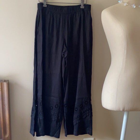 Susan Graver Black Pants with Crochet Detail 6 - Picture 7 of 8